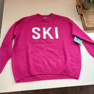 T.J.Maxx Fuchsia 'SKI' Crew Neck Sweater